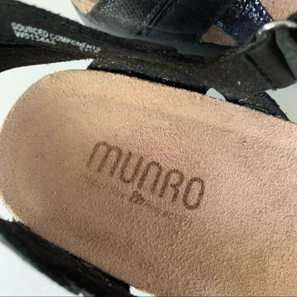 Munro Women’s Summer Black Leather Low Heel Sandals Shoes US 7.5 SS Narrow Width - Picture 2 of 10